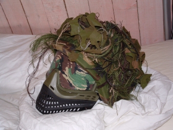 Replica PASGT helmet with JT Flex 7 Mask, Dutch DPM cover and burlap covering